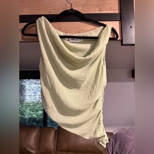 Tiger Mist Sleeveless Cowl Neck Top - Light Lime Green